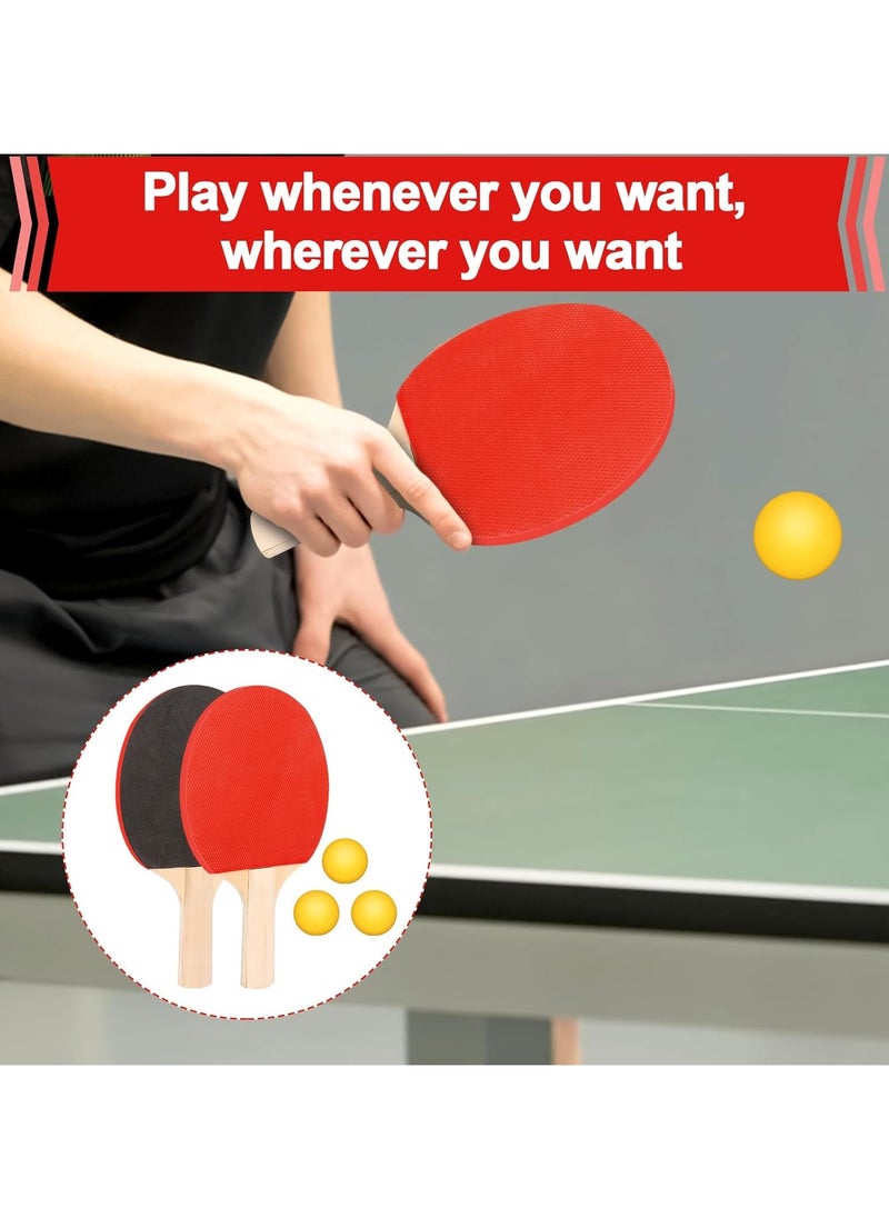 Professional Table Tennis Set – 2 High-Quality Bats, Retractable Net & 3 Ping Pong Balls, Complete Paddle Set for Kids & Adults