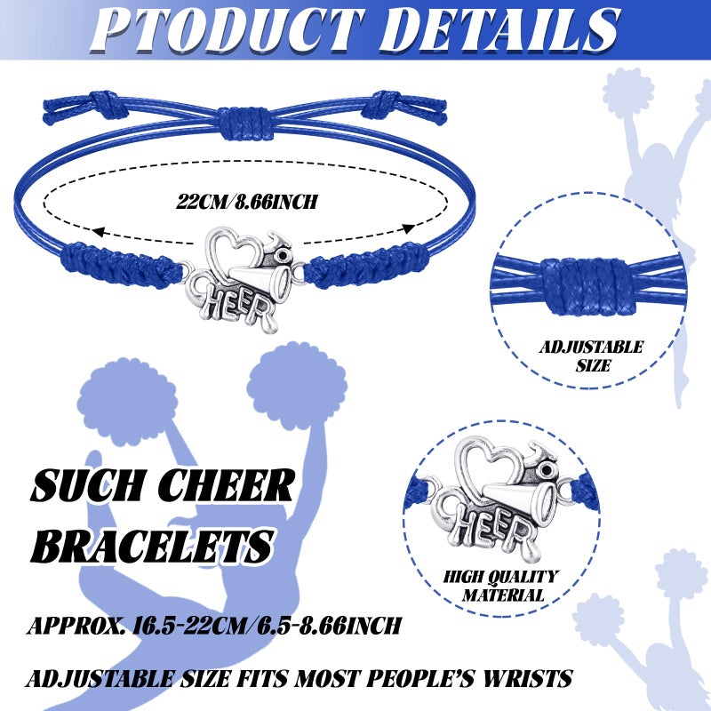 Irenare 4 Pcs Cheerleader Gifts Set 12 oz Cheer Tumbler Makeup Bag Cheerleading Bracelet Cheer Keychain for Cheer Accessories (Blue) - Image 4