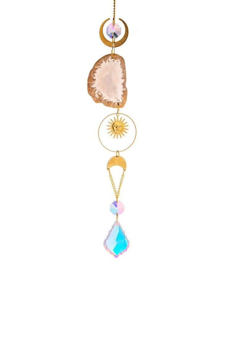 Suncatcher - Raw Stone Agate Lighting Pendant Crystal Sun Catcher Prism Ball Decoration Rainbow Manufacturing - White Color - Image 1