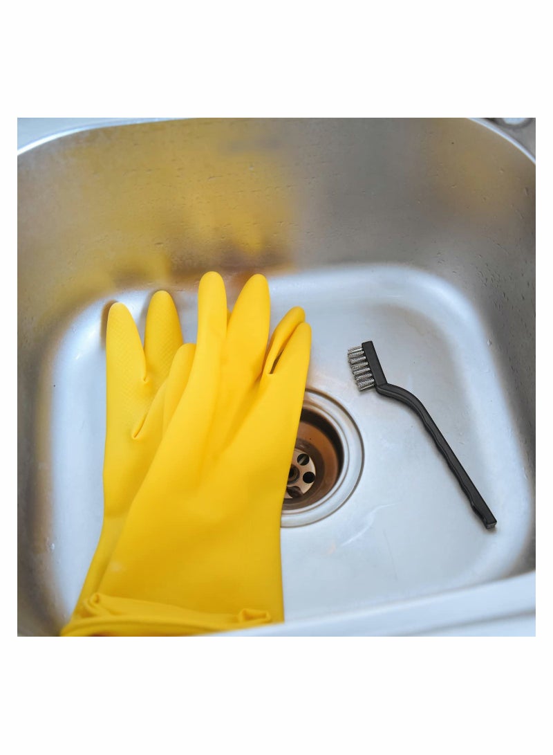 Excefore Mini Wire Brush Set, 15 Pcs Stainless Steel Brush Plastic Handles Wire Bristle Scratch Brush Set with Curved Handle for Cleaning Welding Slag and Rust - Image 4