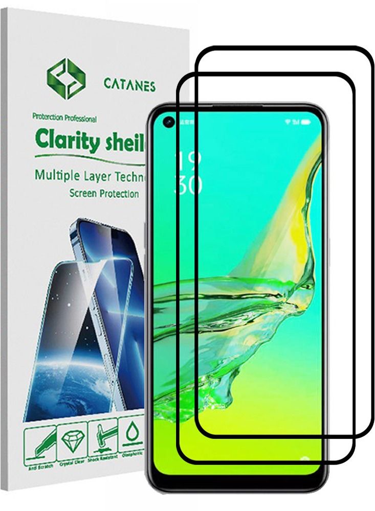 CATANES 2 Pack For Oppo A11s Screen Protector Tempered Glass Full Glue Back - Image 1