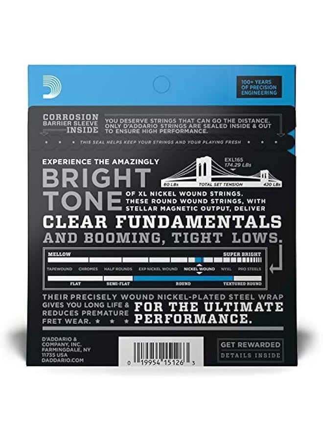 D'Addario Bass Guitar Strings - XL Nickel Bass Strings - EXL165 - Perfect Intonation, Consistent Feel, Durability - For 4 String Bass Guitars - 45-105 Regular Light Top/Medium Bottom, Long Scale  - Image 2