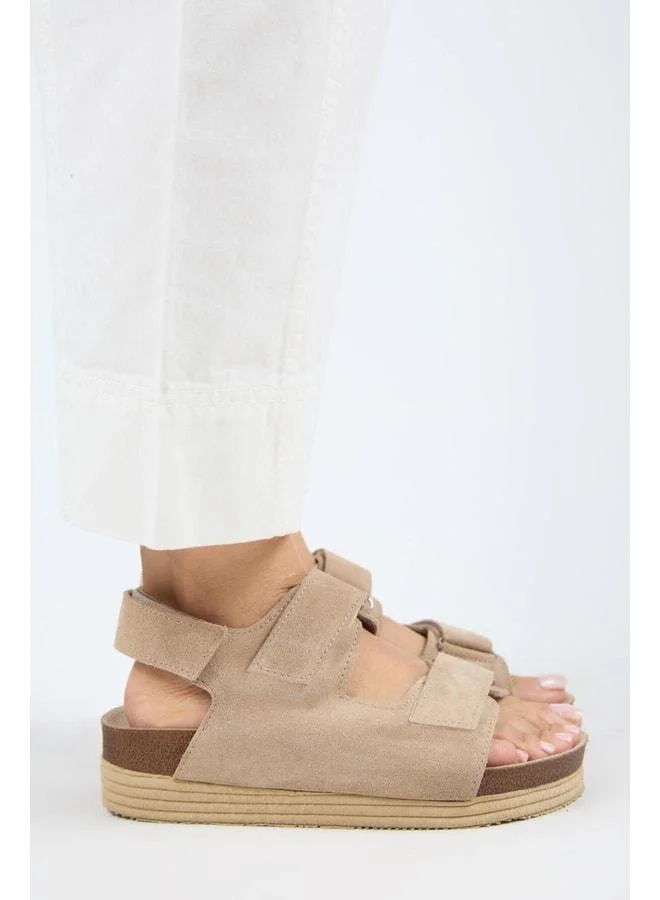 Manijero  Emilia Women's Genuine Leather Double strap Beige Sandal. for Women | Best Price UAE