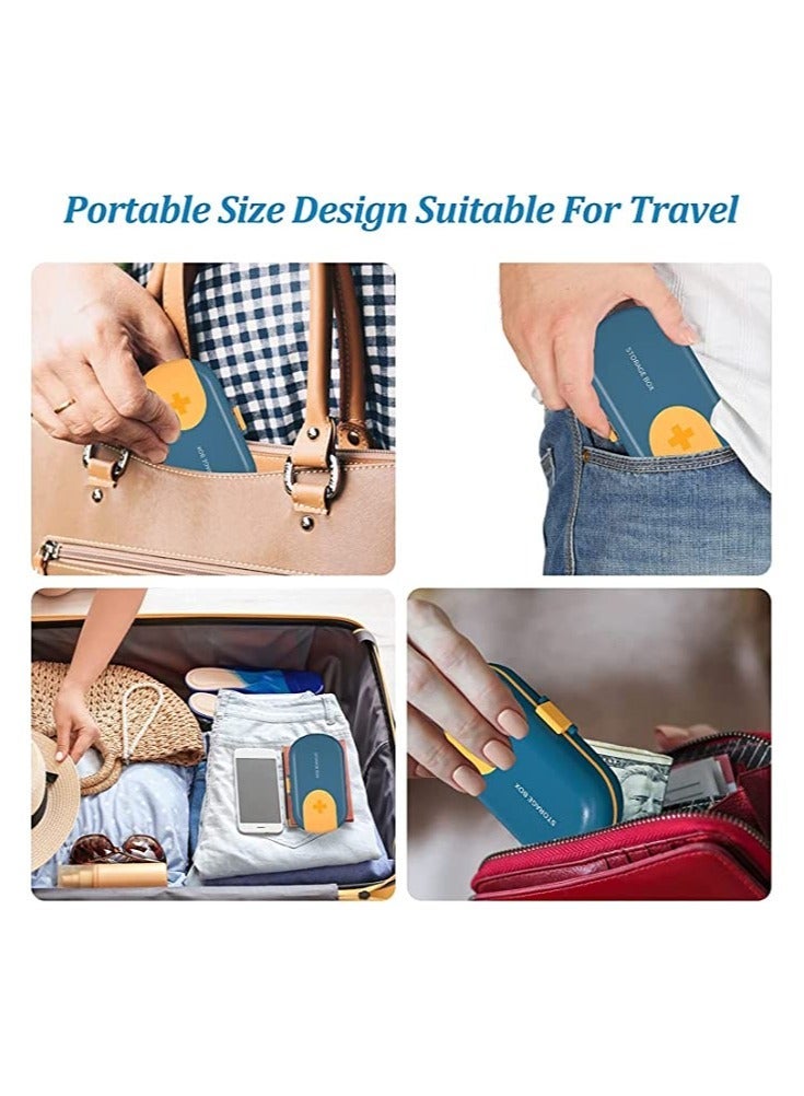 general Travel Pill Organizer 2pcs Portable Small Weekly Pill Case Pocket Pill Box Dispenser for Vitamin Fish Oil Compartments Container Medicine Box Travel 7 Days Large Capacity Pill Storage Box - Image 4
