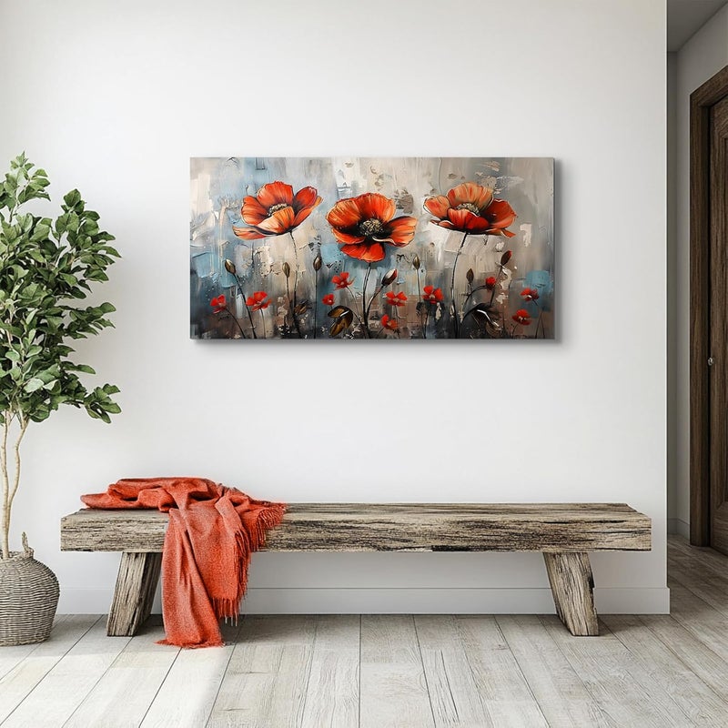 EMODA Wildflowers Framed Canvas Wall Art (60x120 cm) – Colorful Nature Painting | Large Framed Canvas Wall Art 60x120 cm Modern Home Decor for Living Room Bedroom Office | Premium Quality Ready to Hang - Image 2