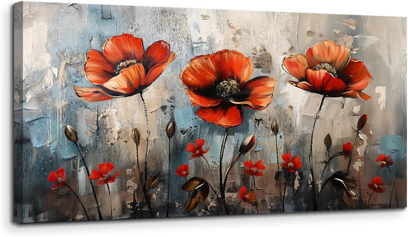 EMODA Wildflowers Framed Canvas Wall Art (60x120 cm) – Colorful Nature Painting | Large Framed Canvas Wall Art 60x120 cm Modern Home Decor for Living Room Bedroom Office | Premium Quality Ready to Hang - Image 1