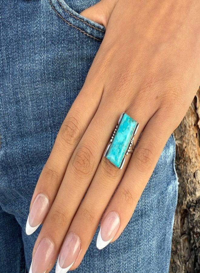 Turquoise Network Turquoise Ring Sterling Silver 925 Genuine Gemstones Size 6 to 11 (9) - Image 5