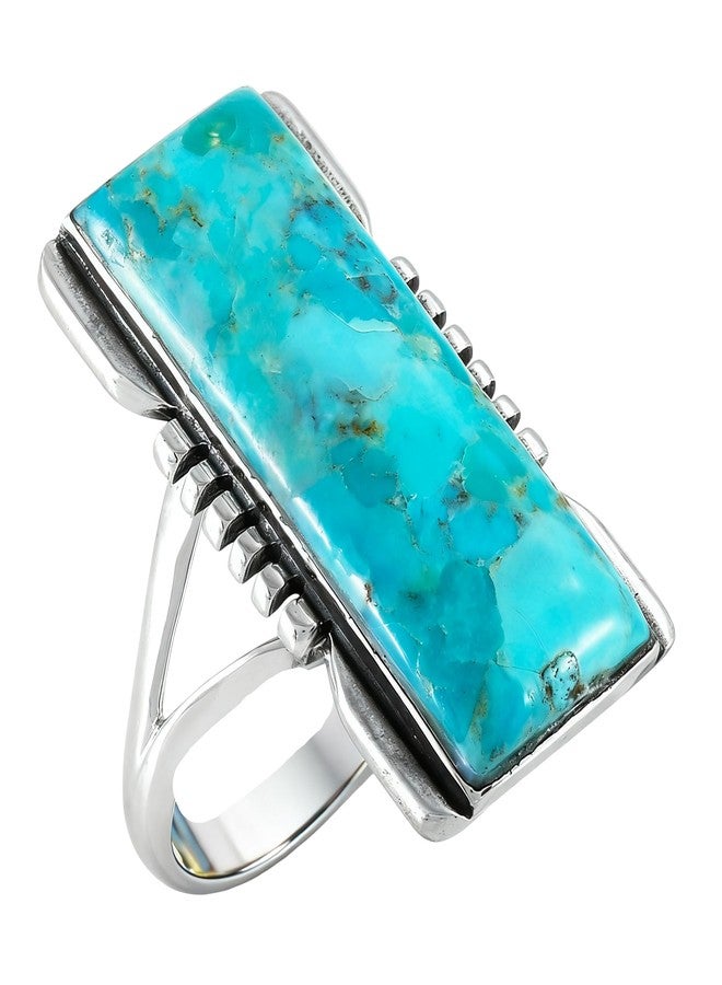 Turquoise Network Turquoise Ring Sterling Silver 925 Genuine Gemstones Size 6 to 11 (9) - Image 1