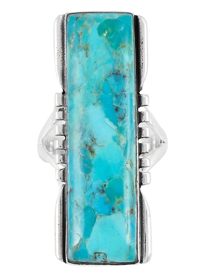 Turquoise Network Turquoise Ring Sterling Silver 925 Genuine Gemstones Size 6 to 11 (9) - Image 3