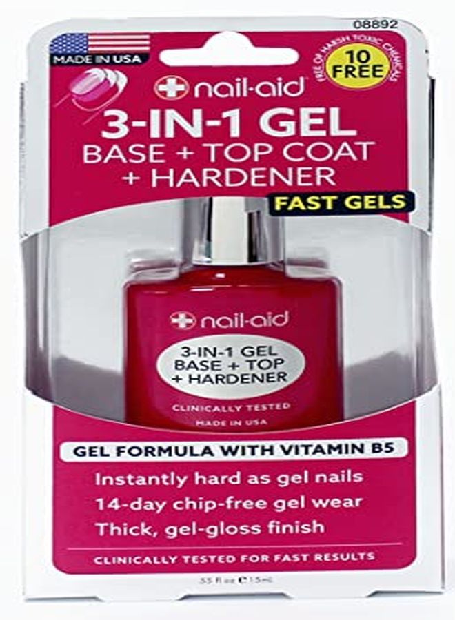 Nail-aid 3In1 Gel Base + Top + Hardener Clear 055 Fluid Ounce - Image 1