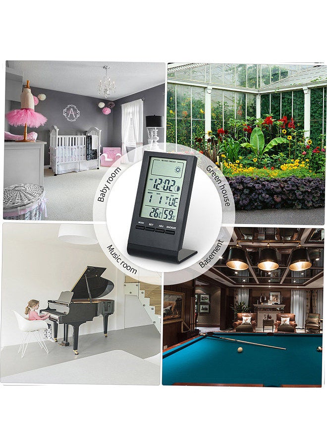 Mini Digital Thermometer Indoor Hygrometer Room ℃/℉ Temperature Humidity Monitor Meter Gauge Alarm Clock Thermo-Hygrometer with Max Min Value Display