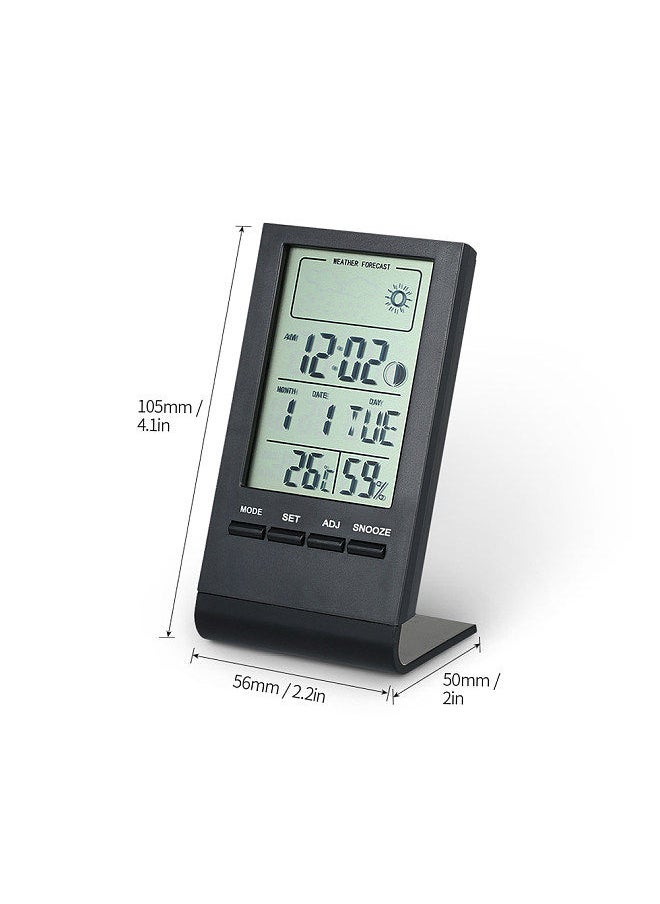 Mini Digital Thermometer Indoor Hygrometer Room ℃/℉ Temperature Humidity Monitor Meter Gauge Alarm Clock Thermo-Hygrometer with Max Min Value Display