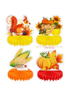 HOWAF 9 Pcs Hello Fall Party Decorations Pumpkin Honeycomb Centerpiece,Happy Fall Table Toppers For Happy Thanksgiving Party Supplies,Thanksgiving Fall Table Centerpieces  - Image 2