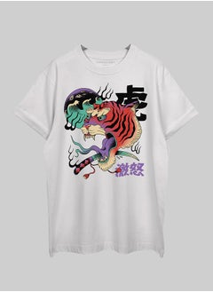 THREADCURRY THREADCURRY Japanese Tiger Oversized Drop Shoulder Cotton Loose Printed T-Shirt for Men  - Image 1