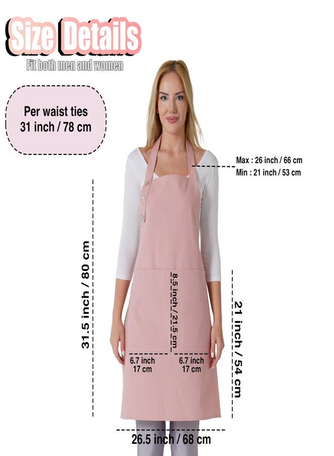 TOSHE Kitchen Apron Waterdrop Resistant Cotton Apron with adjustable Aprons for Women with Pockets 10 Color option Cooking Powder Pink Apron (Powder Pink) - Image 5