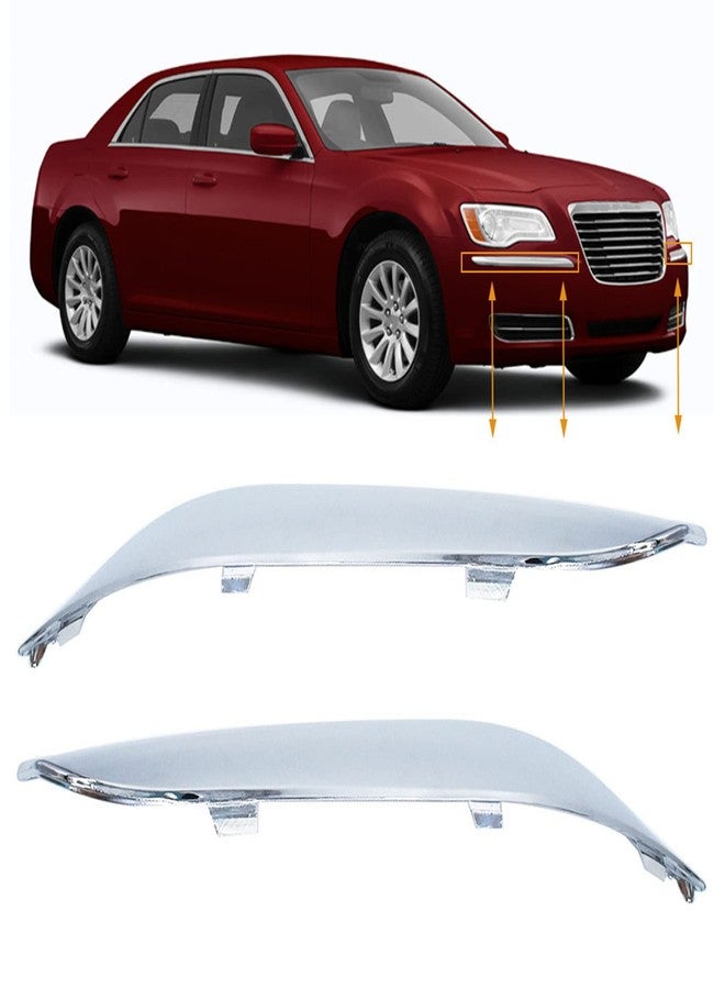 GENRICS Front Bumper Molding Chrome Trim LH & RH Set Replacement for Chrysler 300 2011-2014 - Image 1