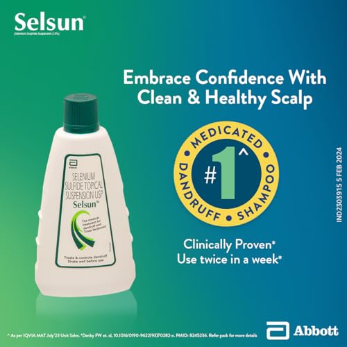 Selsun Abbott Selsun Selsun Suspension Anti Dandruff Shampoo, Clears away dandruff flakes, Relieves from excessive oil, Relieves from dandruff related itching (120ml)- Pack of 2 - Image 4