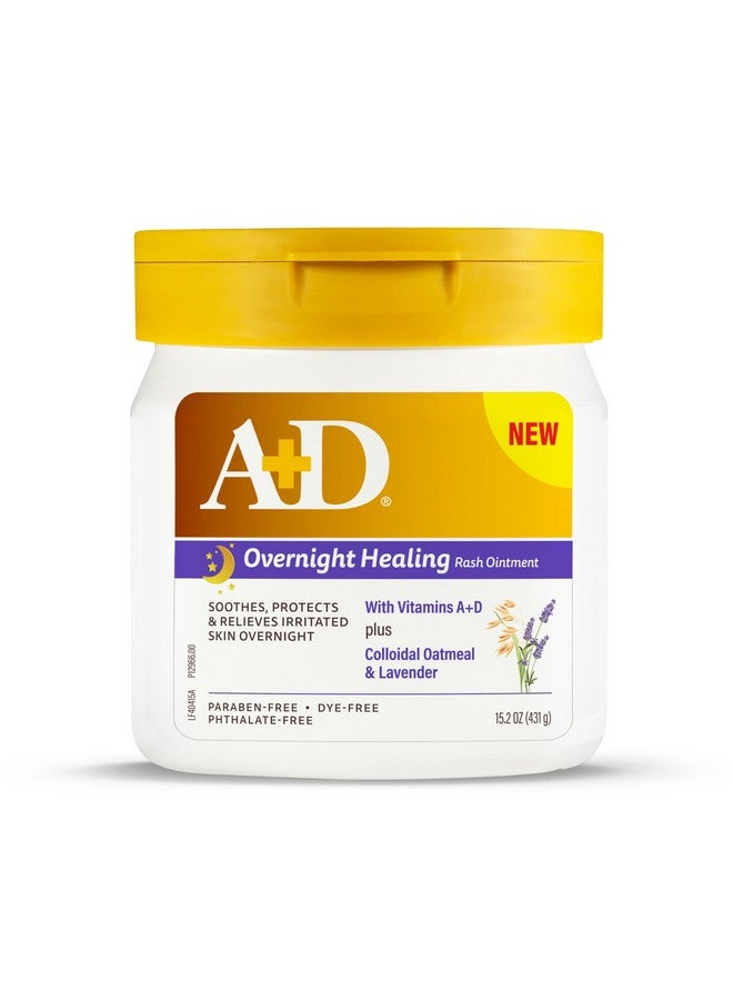 A + D A+D Overnight Healing Diaper Rash Ointment - Soothes, Protects & Relieves Diaper Rash Overnight with Lavender & Colloidal Oatmeal - Healing Ointment for Red, Itchy, Irritated Skin - 15.2 oz Jar - Image 1