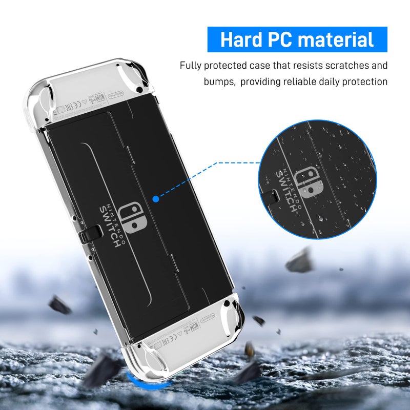RHOTALL 3 in 1 Transparent Case for Nintendo Switch OLED, Clear Dockable Shell Compatible with Switch OLED and Controller, Comfort Grip Case with Shock-Absorption and Anti-Scratch Design - Image 5