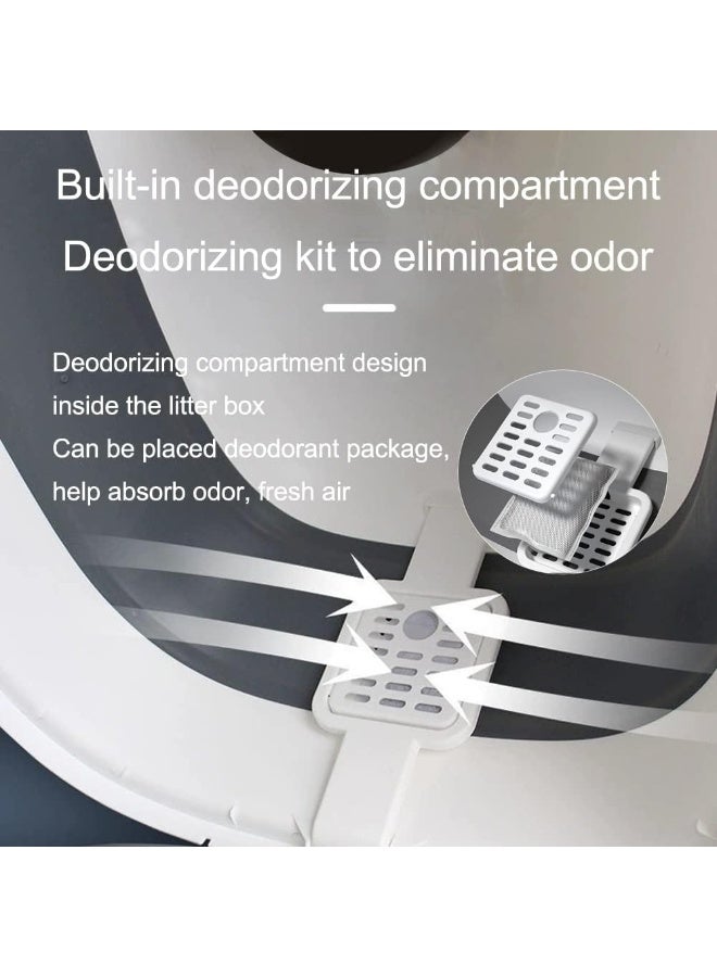 NeoStyle Semi-enclosed Cat Litter Box With Round Edges Large Anti-splash Box With Cat Litter Shovel Cat Sandbox Cat Toilet (Fully Enclosed Foldable) - Image 3