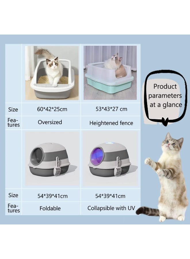 NeoStyle Semi-enclosed Cat Litter Box With Round Edges Large Anti-splash Box With Cat Litter Shovel Cat Sandbox Cat Toilet (Fully Enclosed Foldable) - Image 4