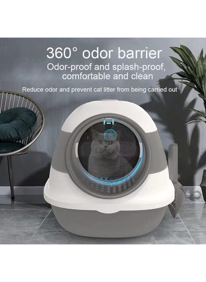 NeoStyle Semi-enclosed Cat Litter Box With Round Edges Large Anti-splash Box With Cat Litter Shovel Cat Sandbox Cat Toilet (Fully Enclosed Foldable) - Image 5