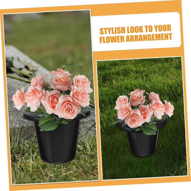 4 Pcs Durable Plastic Cemetery Flower Pot Urn Planter for Grave Memorial Decoration - Image 4