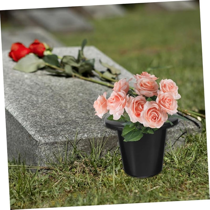 4 Pcs Durable Plastic Cemetery Flower Pot Urn Planter for Grave Memorial Decoration - Image 5
