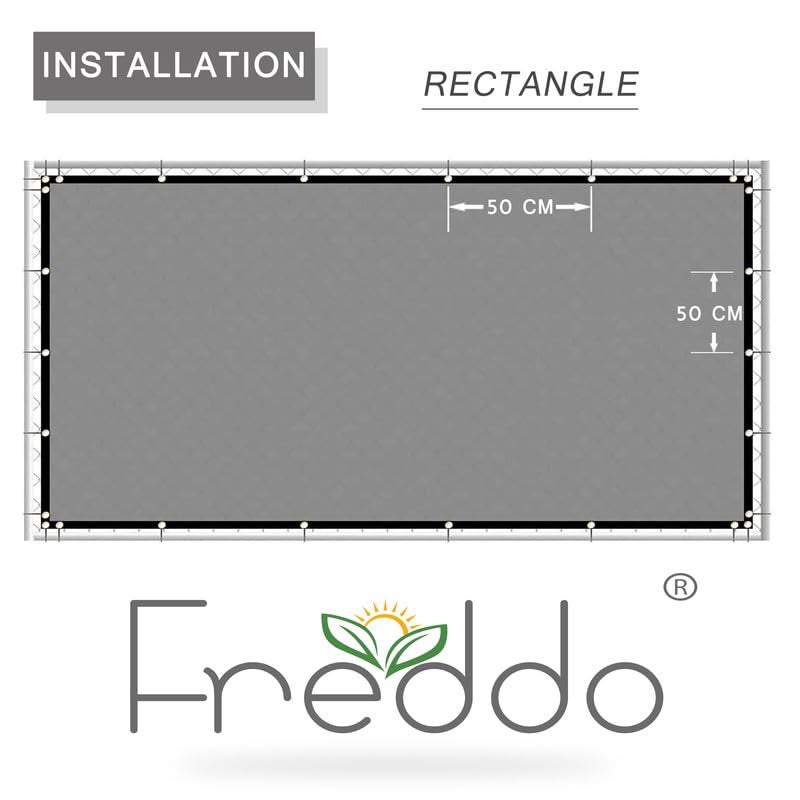FREDDO Privacy Screen Fence Shade Net for Balcony, Garden, Terrace & Outdoor Fence – Heavy Duty with Polyester Band, Brass Eyelets & Tie Cords (Grey, 1 x 5 Mtr) - Image 4