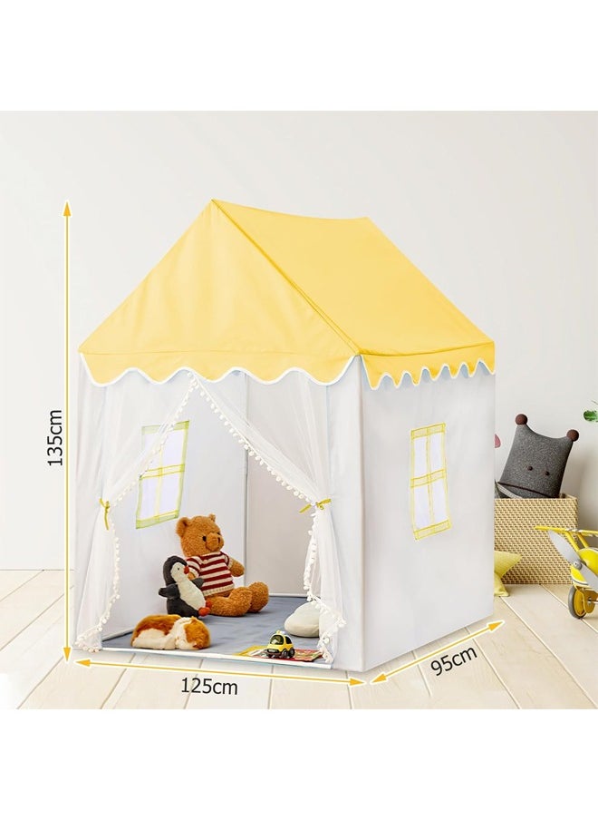 DUNISO Large Kids Tent House Indoor，Kids Play Tent for Boys Girls, Exquisite Beautiful Children Game Tent Playhouse Tent with Large Window Lace Curtains，Yellow  - Image 2
