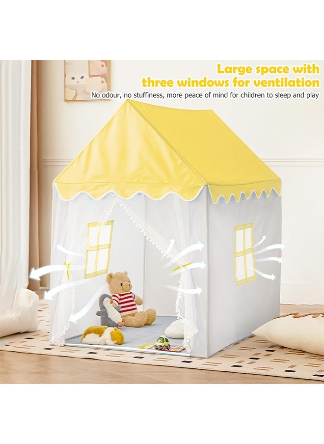 DUNISO Large Kids Tent House Indoor，Kids Play Tent for Boys Girls, Exquisite Beautiful Children Game Tent Playhouse Tent with Large Window Lace Curtains，Yellow  - Image 3