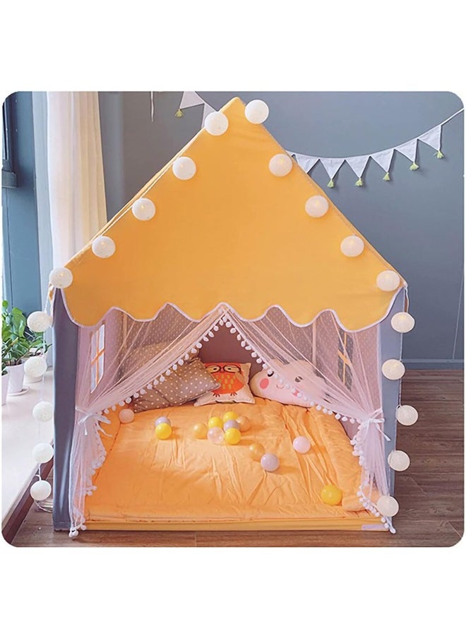 DUNISO Large Kids Tent House Indoor，Kids Play Tent for Boys Girls, Exquisite Beautiful Children Game Tent Playhouse Tent with Large Window Lace Curtains，Yellow  - Image 1