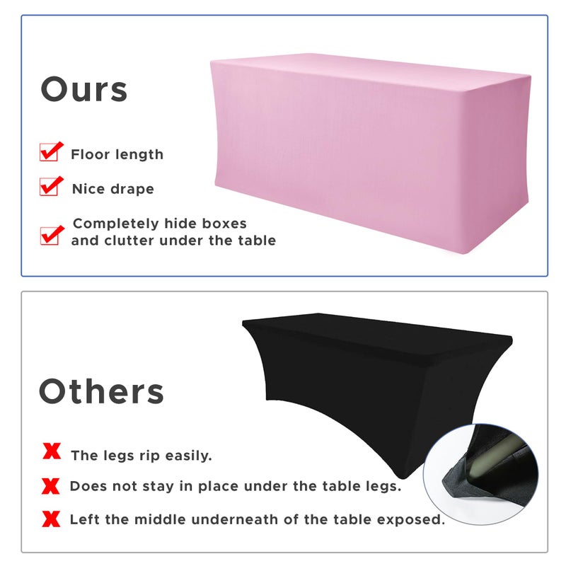 Nasitos Spandex Fitted Table Clothes  2 Pack - 48 x 24 Inch - Pink Rectangle Tablecloths for 4 Foot Tables  Fabric Table Cover Protector for Folding Table  Parties  Craft Show  Trade Show - Image 5
