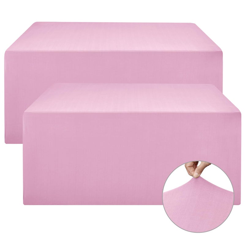 Nasitos Spandex Fitted Table Clothes  2 Pack - 48 x 24 Inch - Pink Rectangle Tablecloths for 4 Foot Tables  Fabric Table Cover Protector for Folding Table  Parties  Craft Show  Trade Show - Image 1