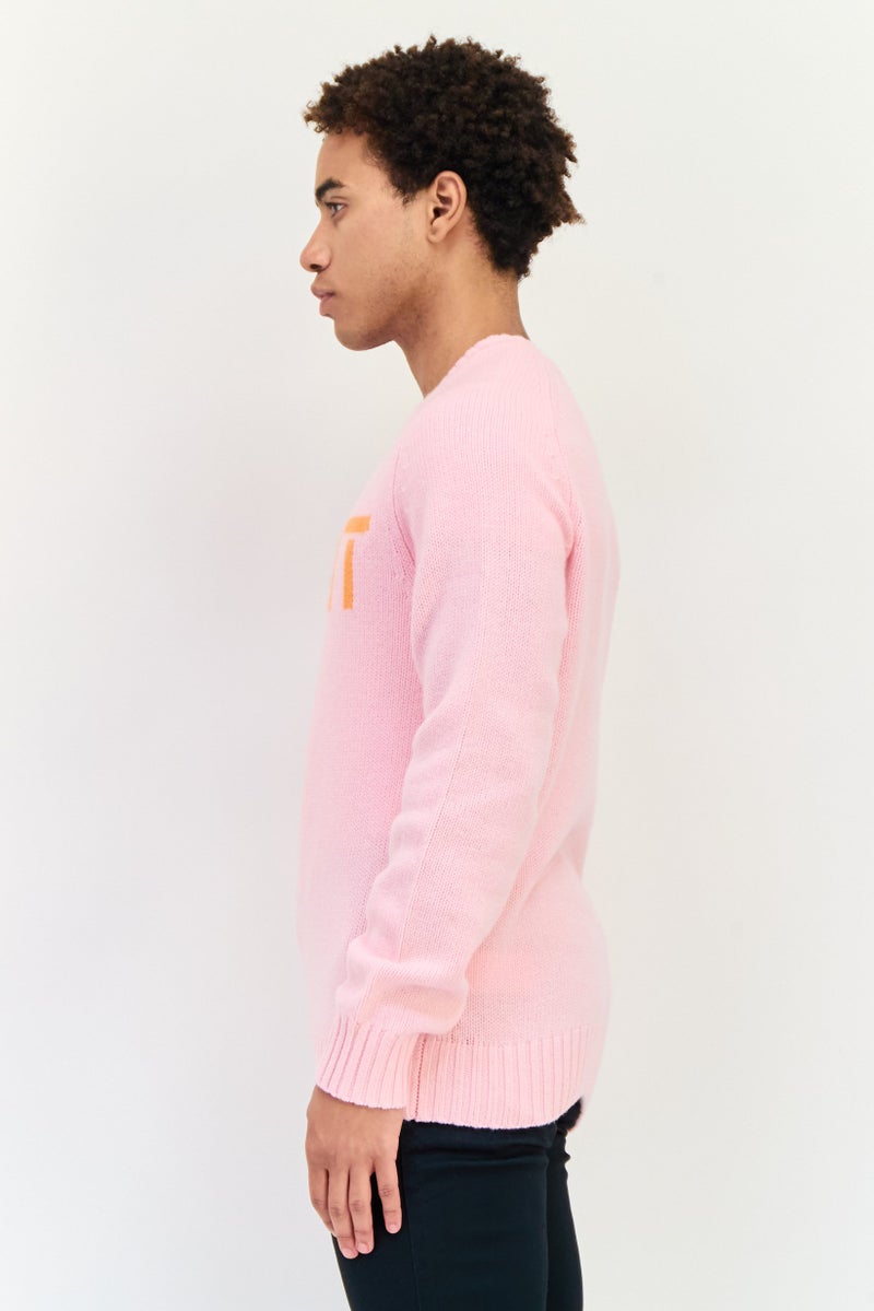 ESPRIT Men Crew Neck Brand Logo Sweater, Pink - Image 3