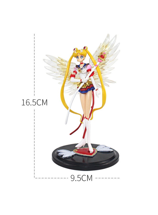 Wings Beauty Girl Warrior Standing Water Ice Moon Princess Toy Doll Hand-held Girl's Birthday Creative Cake Ornaments