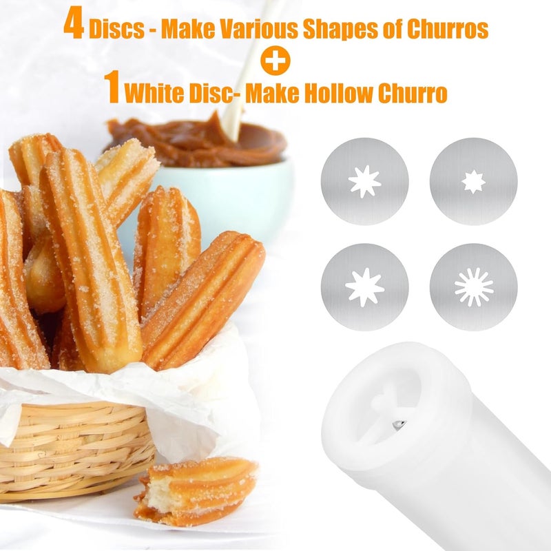 PAHTTO Churro Maker Kit, Hollow Churro Machine, Churro Maker Gun with Piping Bag and 2 Cleaning Brushes, 5 Nozzles for Various Shapes, Máquina para Hacer Churros, Perfect Gift - Image 3