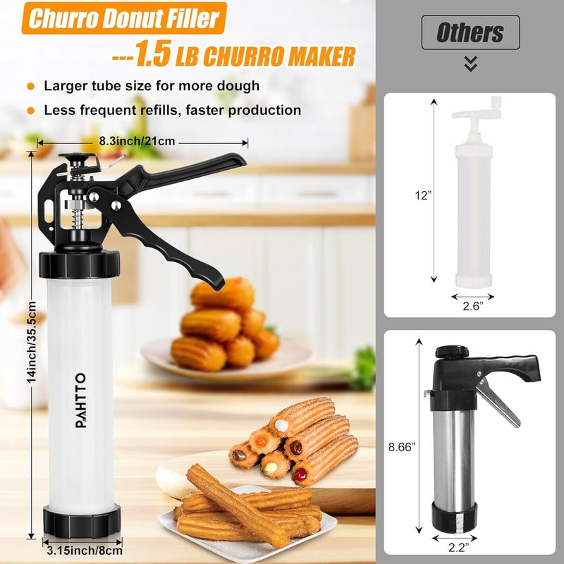 PAHTTO Churro Maker Kit, Hollow Churro Machine, Churro Maker Gun with Piping Bag and 2 Cleaning Brushes, 5 Nozzles for Various Shapes, Máquina para Hacer Churros, Perfect Gift - Image 2