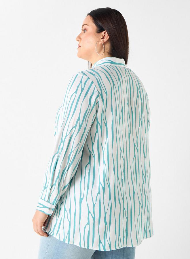  أولا بوبكن قميص مقاس كبير بطبعات مع إغلاق بأزرار من أولا بوبكن - Image 3