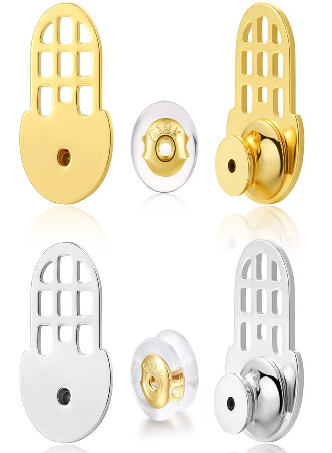 Hazifes 18K Gold Plated Earring Backs, Sturdy Waterdrop-Style Earring Backs Replacements for Droopy Ears, Big Earrings Lifter Backings for Studs Heavy Earrings, 6 PCS Multicolor - Image 1