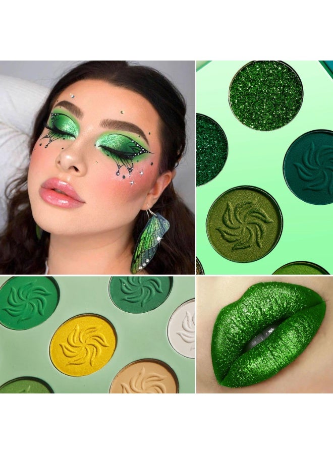 DE'LANCI Avocado Green Eyeshadow Palette 15 Colors, Highly Pigmented Eyeshadow Pallete Matte Shimmer Glitter Eye Shade Grinch Makeup, Long Wear Cruelty Free Nude Yellow Emerald Green Eye Shadow Pallet - Image 3
