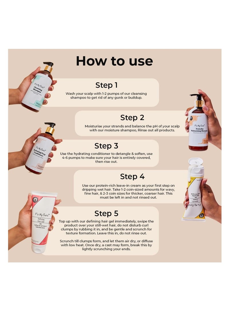 Fix My Curls - Fix My Curls Complete Curl Care Travel Kit| Cleansing Shampoo, Moisturizing Shampoo, Hydrating Conditioner, Hair Butter & Curl Quenching Gelly for Soothing, Moisturizing & Defining Curls|50ml Each - Image 1