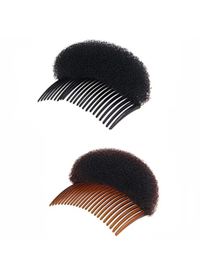 SYBL 2Pcs Charming Bump It Up Volume Inserts Hair Comb Hair Stick Bun Maker Tool Do Beehive Hair Base Styling Accessories For Women Lady Girl1 Black1 Brown - Image 1