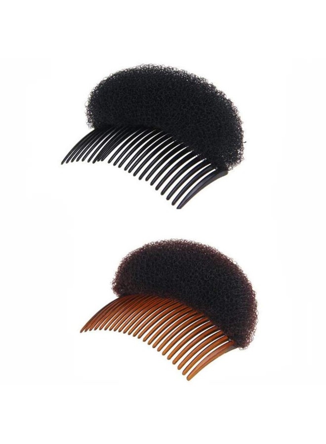 SYBL 2Pcs Charming Bump It Up Volume Inserts Hair Comb Hair Stick Bun Maker Tool Do Beehive Hair Base Styling Accessories For Women Lady Girl1 Black1 Brown - Image 2