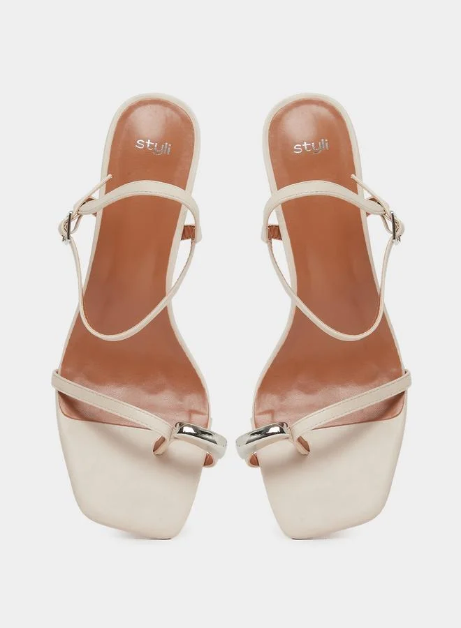 Styli  Beige Strappy Stiletto Heel Sandals for Women | Best Price UAE