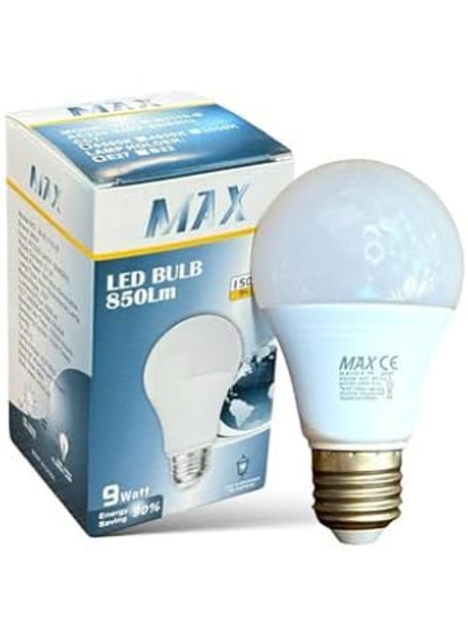 MAX 9W LED E27 Base Bulbs (Pack of 10) – 850 Lumens, 6500K Daylight, High Brightness Energy Saving - Image 1