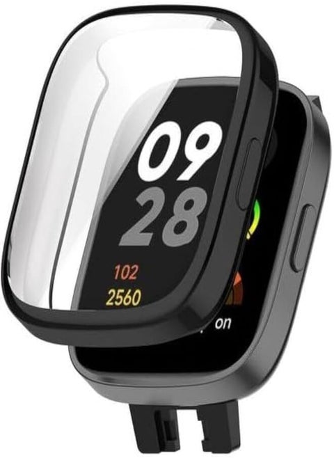 Screen Protector for Redmi Watch 3 Active/Redmi Watch 3 Lite, TPU Bumper Frame Full Edge Protective Cover (Black)