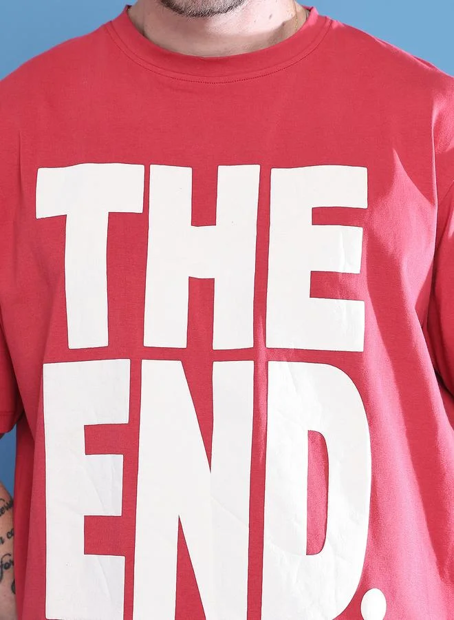 Styli Men Red Graphic Print Oversized T-Shirt By Door74