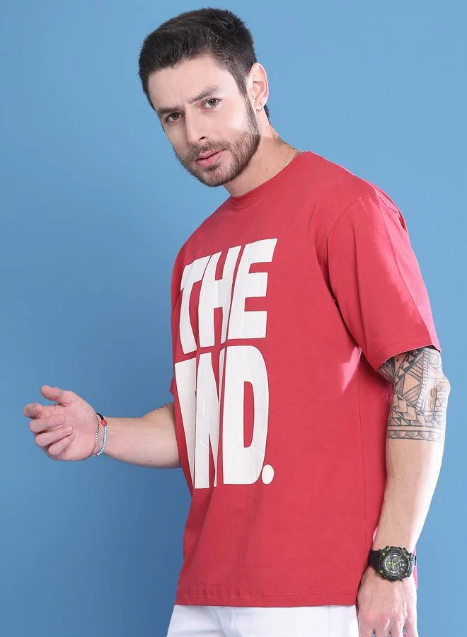 Take Two Men Red Graphic Print Oversized T-Shirt