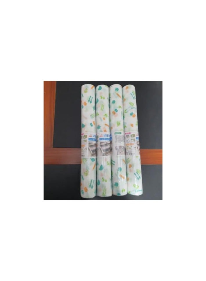 لفة واحدة مفارش مطبخ مقاومة للماء مقاس 45 سم × 300 سم ، لفة مفارش خزانة مضادة للانزلاق لخزانة المطبخ، مفارش مضادة للانزلاق,بطانة رفوف مضادة للانزلاق (أشكال أدوات طبخ + أرضيه أبيض) - Image 5